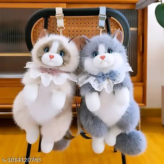 Cute Plush Cat Backpack Realistic Cat Shaped Bag Kawaii Cat Backpack Stuffed Animal Backpack Soft Plush Shoulder Bag Crossbody Cat Purse Women