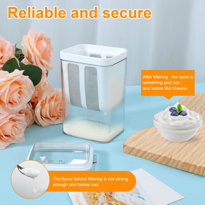 Greek Yogurt Filter Hung Curd Maker with 1100ml Mesh Strainer for Soybean Milk Yogurt Maker (Clear)