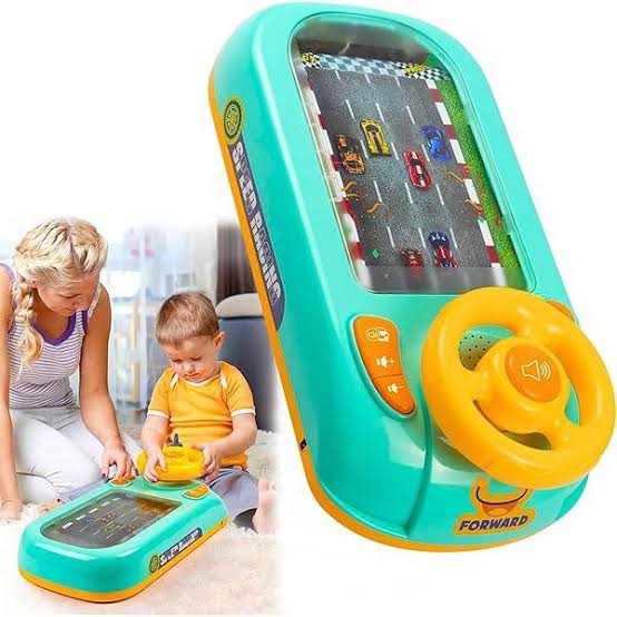 Simulation Interactive Desktop Racing Car Game Machine with Lighting & Sound Effects  Mini Racing Arcade Toy, Interactive Steering Wheel Driving Game, Educational Desktop Racing Simulator for Kids, Boys & Girls