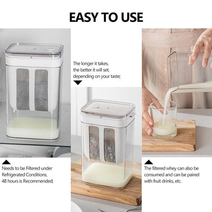 Greek Yogurt Filter Hung Curd Maker with 1100ml Mesh Strainer for Soybean Milk Yogurt Maker (Clear)