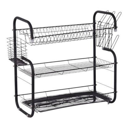 3-Tier Dish Rack with Tray | Matte Black Drying Rack