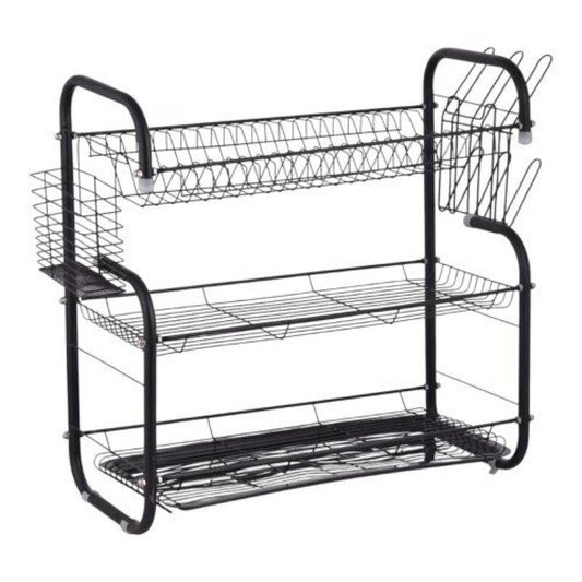 3-Tier Dish Rack with Tray | Matte Black Drying Rack