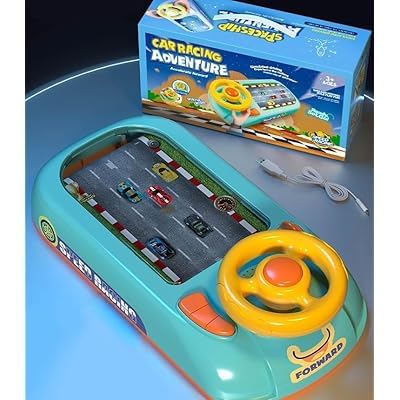 Simulation Interactive Desktop Racing Car Game Machine with Lighting & Sound Effects  Mini Racing Arcade Toy, Interactive Steering Wheel Driving Game, Educational Desktop Racing Simulator for Kids, Boys & Girls