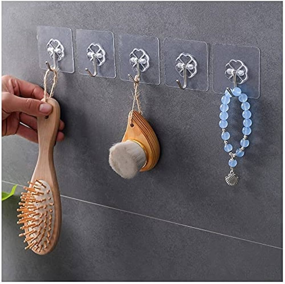 Adhesive Suction Cup Hooks Door Nail Free Clear Hook 10 pcs set