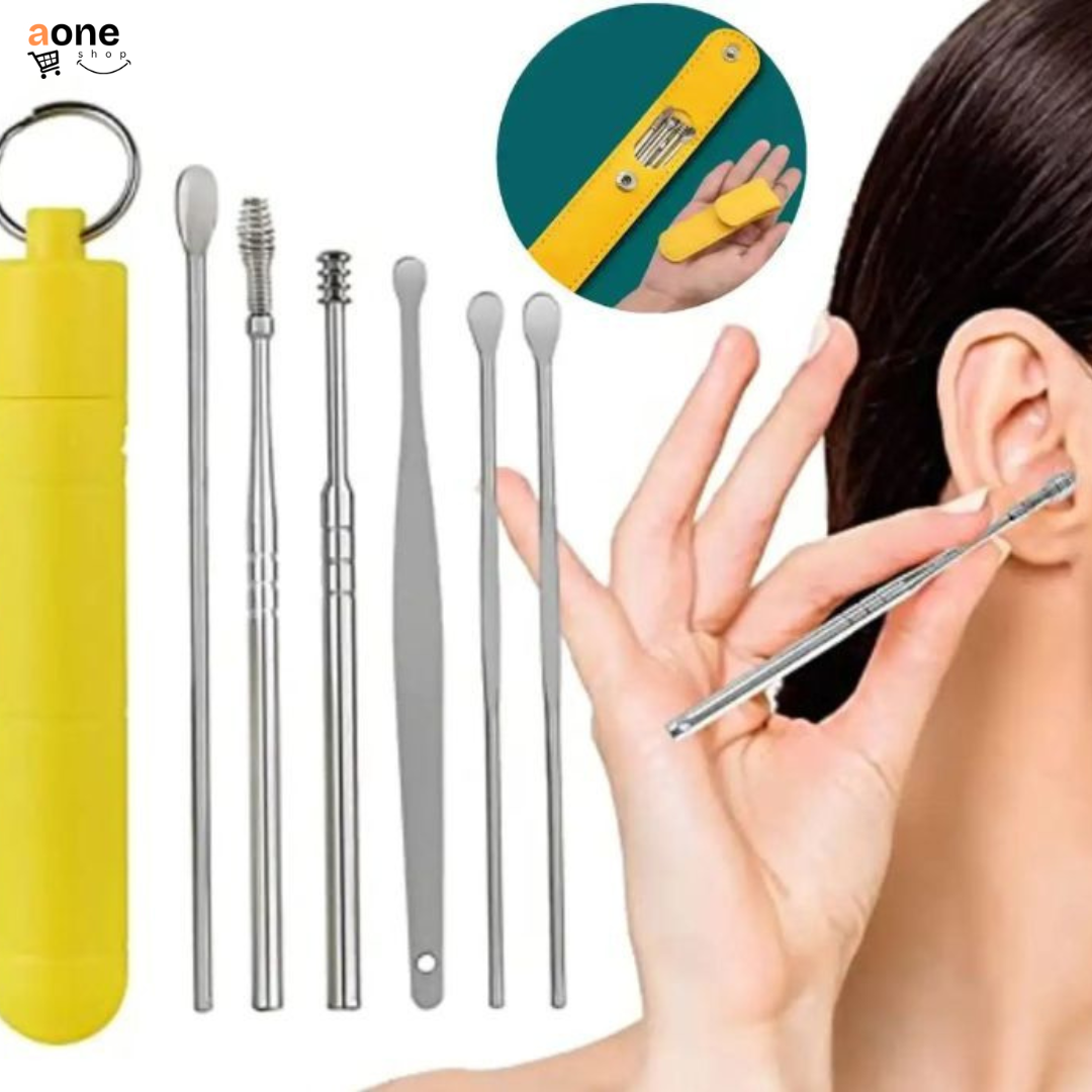 Ear Wax Cleaning Kit, 6 Pcs Ear Pick Tools, Wax Removal Kit, Ear Cleaning Tool Set, Spring Earwax Cleaner Tool Ear Wax Remover, Reusable Ear Cleaner for Children