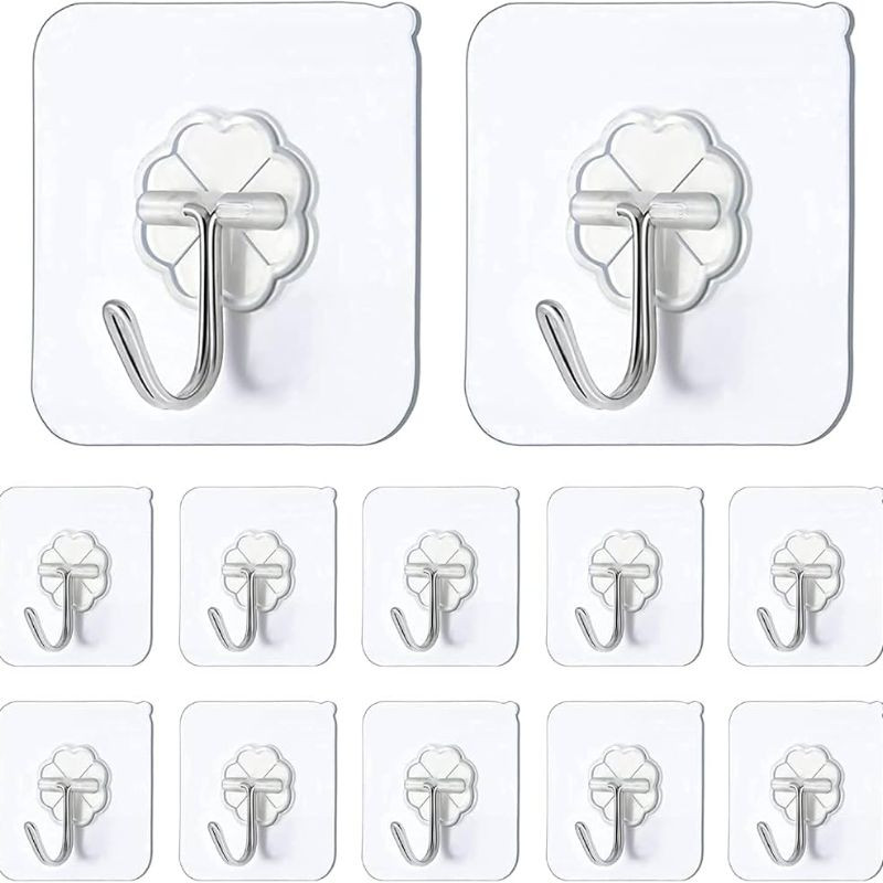 Adhesive Suction Cup Hooks Door Nail Free Clear Hook 10 pcs set